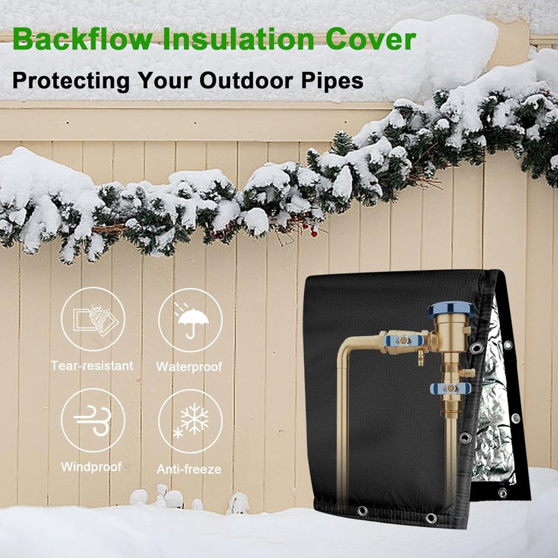 Adamoss Backflow Preventer Insulated Cover (5F) 6-Layer Fabric Pipe Insulation Cover for Water Well Pump and Sprinkler Valve Winter Freeze Protection UV Coated (24" W X 24" H) - Image 5